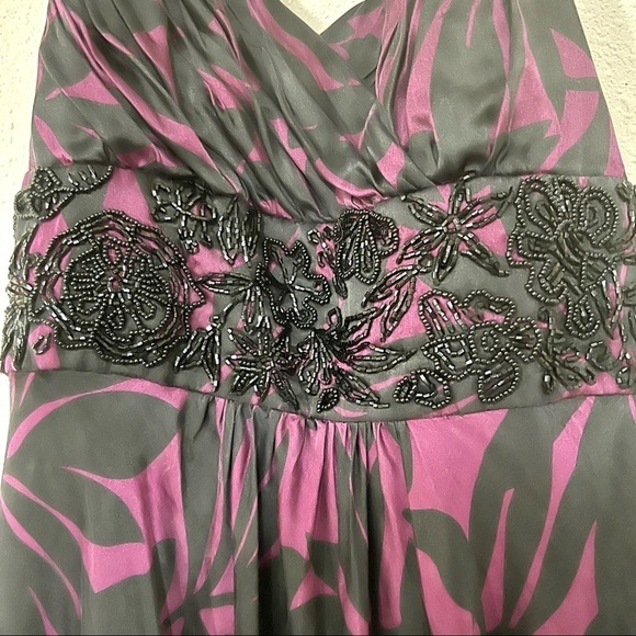 Donna Ricco Y2K Halter Silk Chiffon beaded purple Maxi Dress Boho Adjustable 4 - Picture 4 of 8